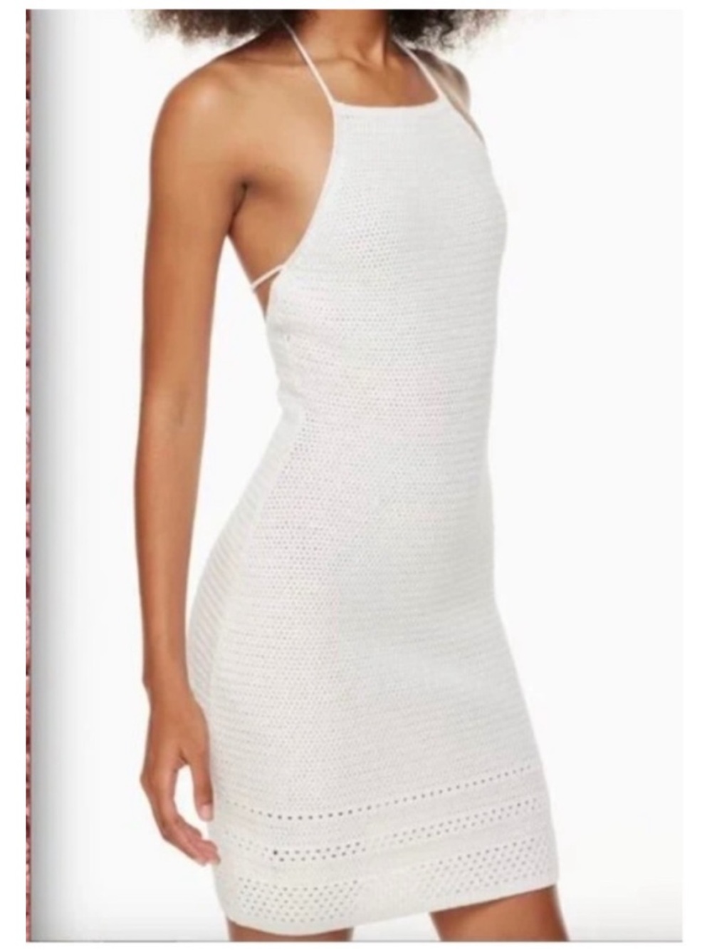 Wilfred White Sunset Halter Knit Mini Dress size Medium NWT